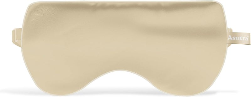 Asutra Silk Eye Pillow for Sleep, Champagne - Filled w/Lavender Buds & Flax Seeds, Weighted Eye Mask, Meditation & Light Blocking Blindfold, Cooling Gel Mask Included - Image 3